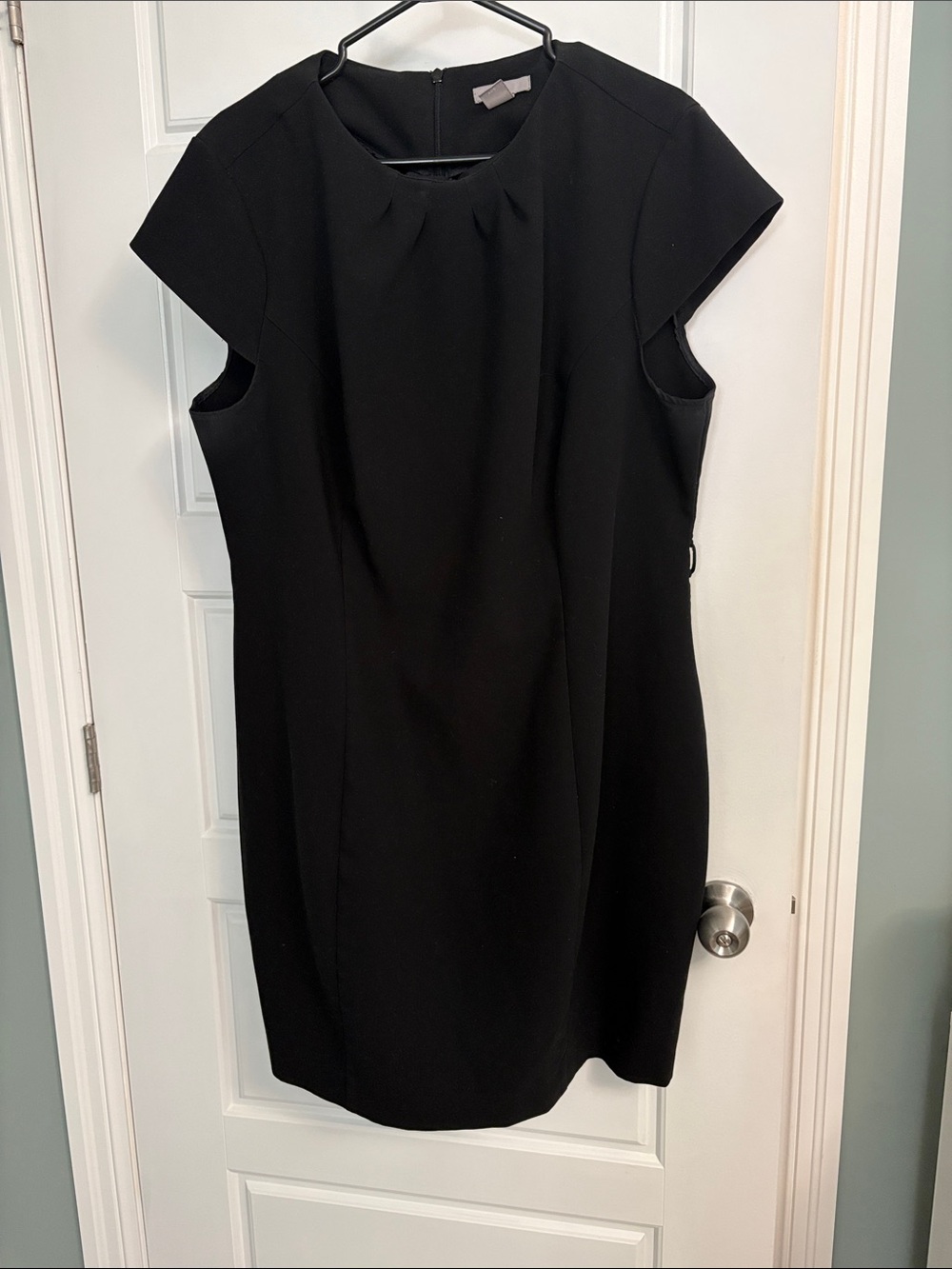 H&M Black Cap-Sleeve Midi Sheath Dress